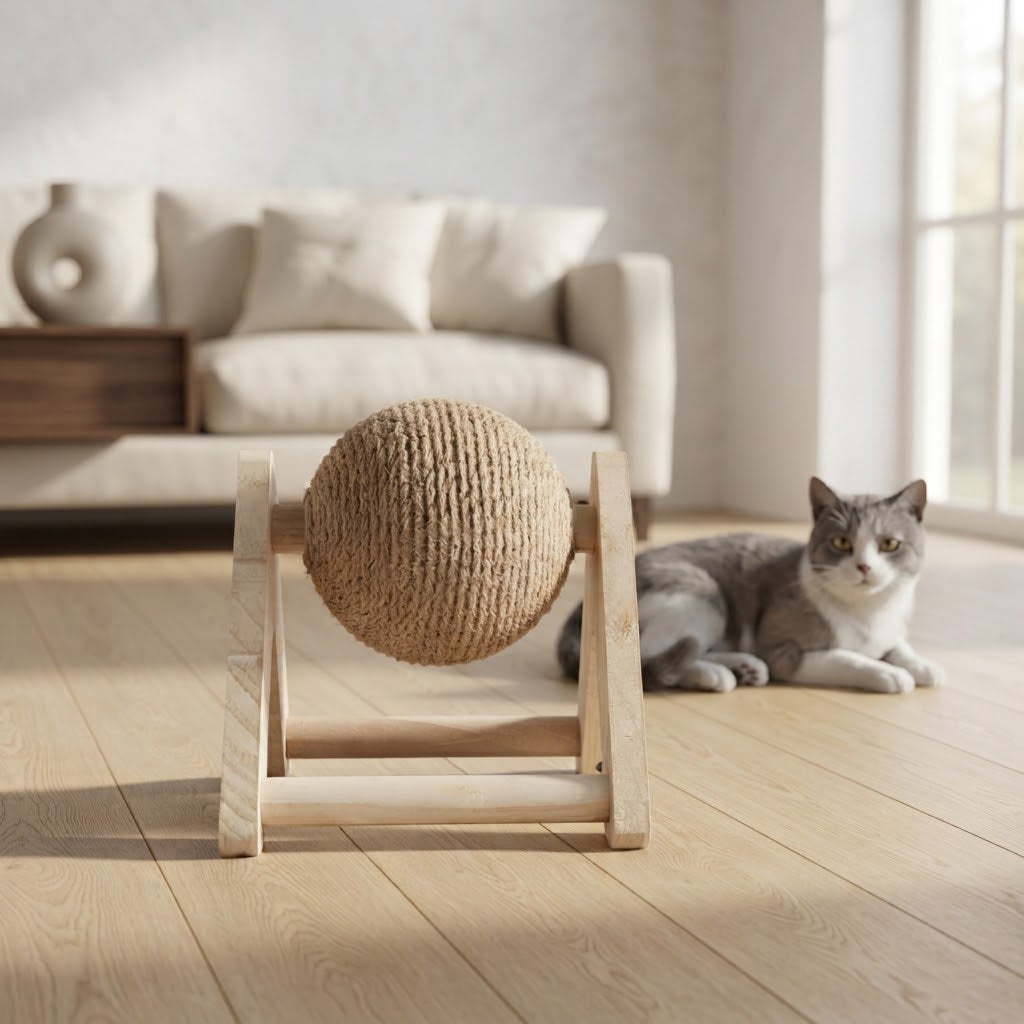 Sisal Cat Scratching Ball on Triangular Stand