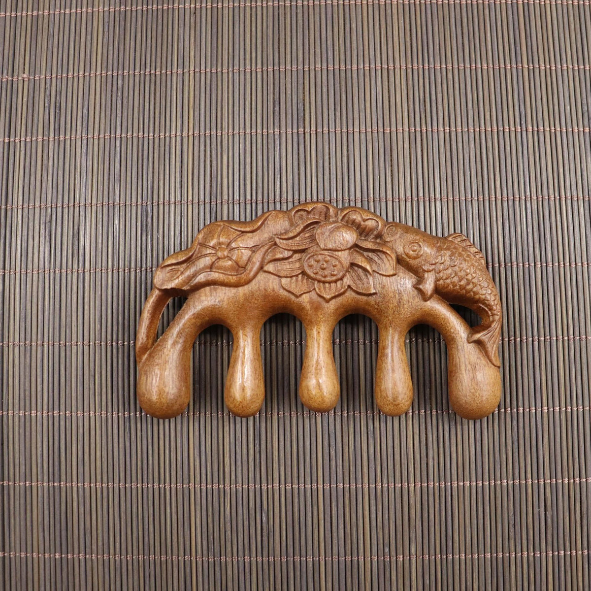 Golden Sandalwood Five-Tooth Scalp Massage Comb, Multiple Shapes