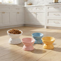 Raised Tilted Ceramic Cat Bowls, 6.8 oz, Set of 4