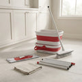 Foldable Mop and Bucket Set with Wringer, Scrub Brush and Squeegee