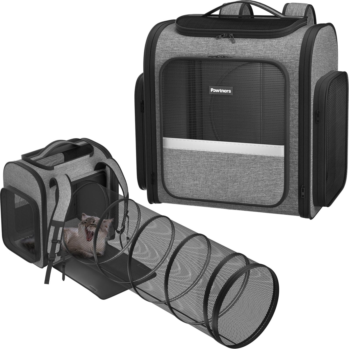 Expandable Cat Backpack Carrier with Breathable Mesh, Up to 18 lb