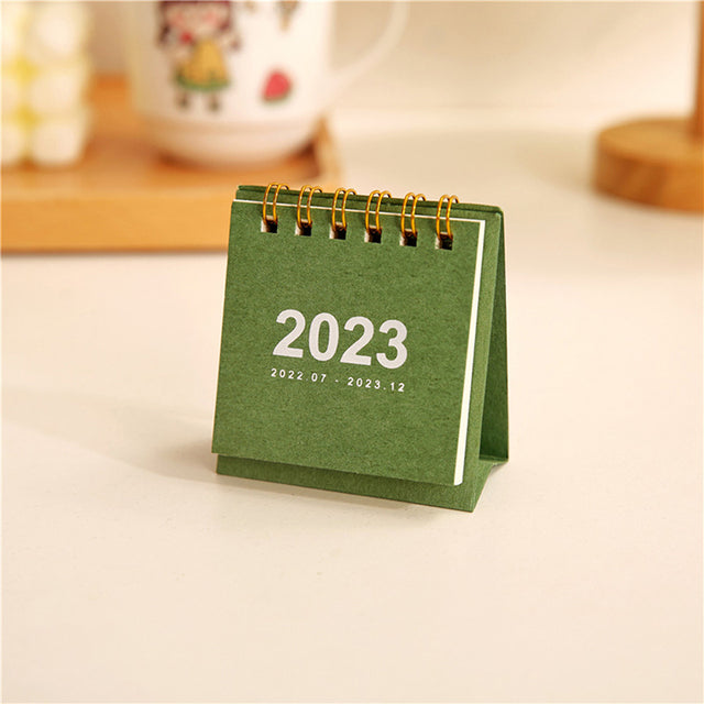 Mini Desktop Coil Paper Calendar Planner, Nine Solid Colors