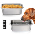 Large Rectangular Stainless Steel Dog Bowls, 1.2 Gallon, Set of 2