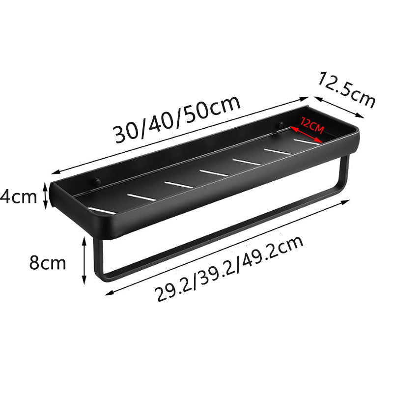 No-Drill Aluminum Bathroom Shelf and Towel Rack, 30, 40 or 50 cm