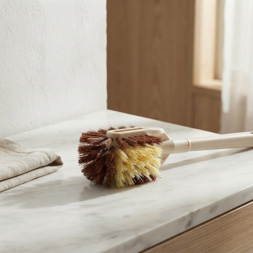 Plastic Toilet Brush with Ergonomic Handle, Brown