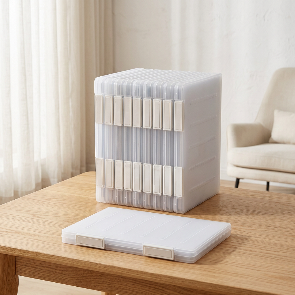 Transparent Document Storage Box for Manuals and Stationery