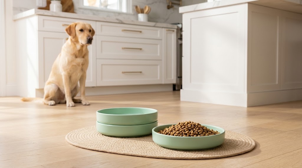 Shallow Matte Ceramic Cat Bowls, 6 in, 9 oz, Set of 3, Mint Green