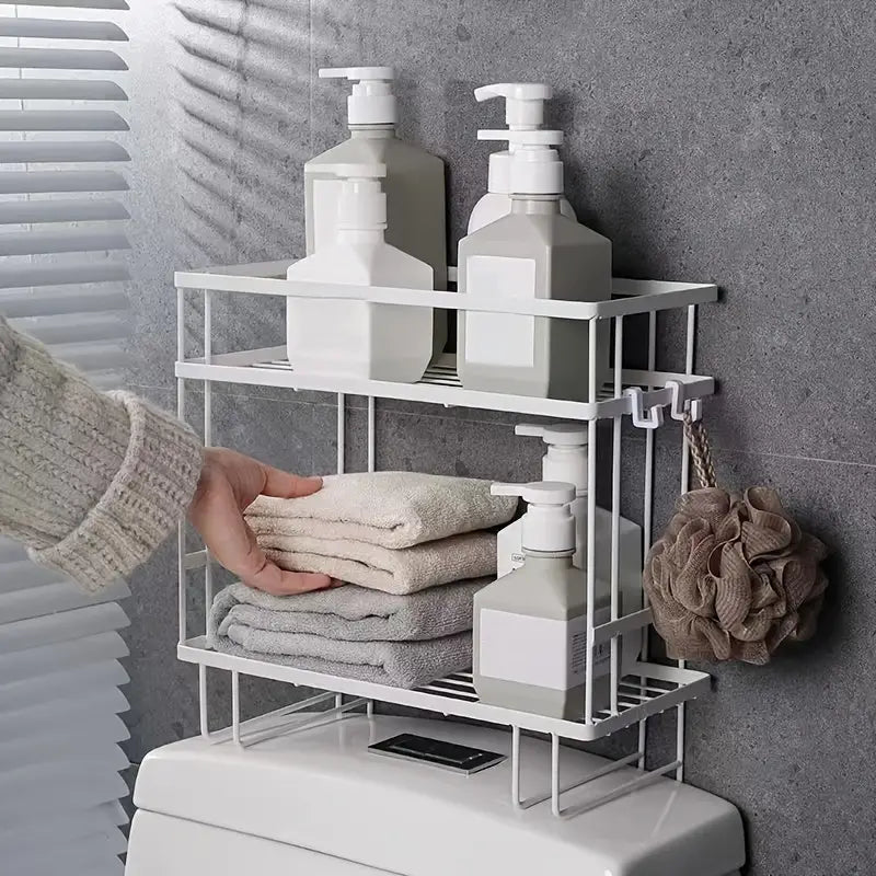 Over-the-Toilet Hanging Storage Shelf with Paper Holder, Single or Double