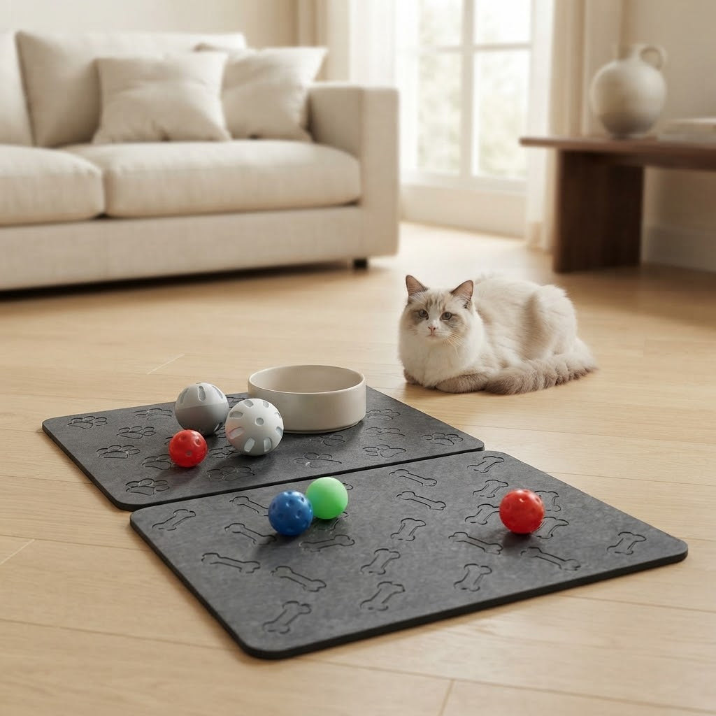 Diatomaceous Earth Stone Pet Feeding Mats, 12 x 16 in, Set of 2