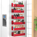 Magnetic Spice Racks for Fridge and Oven, Red, Set of 6