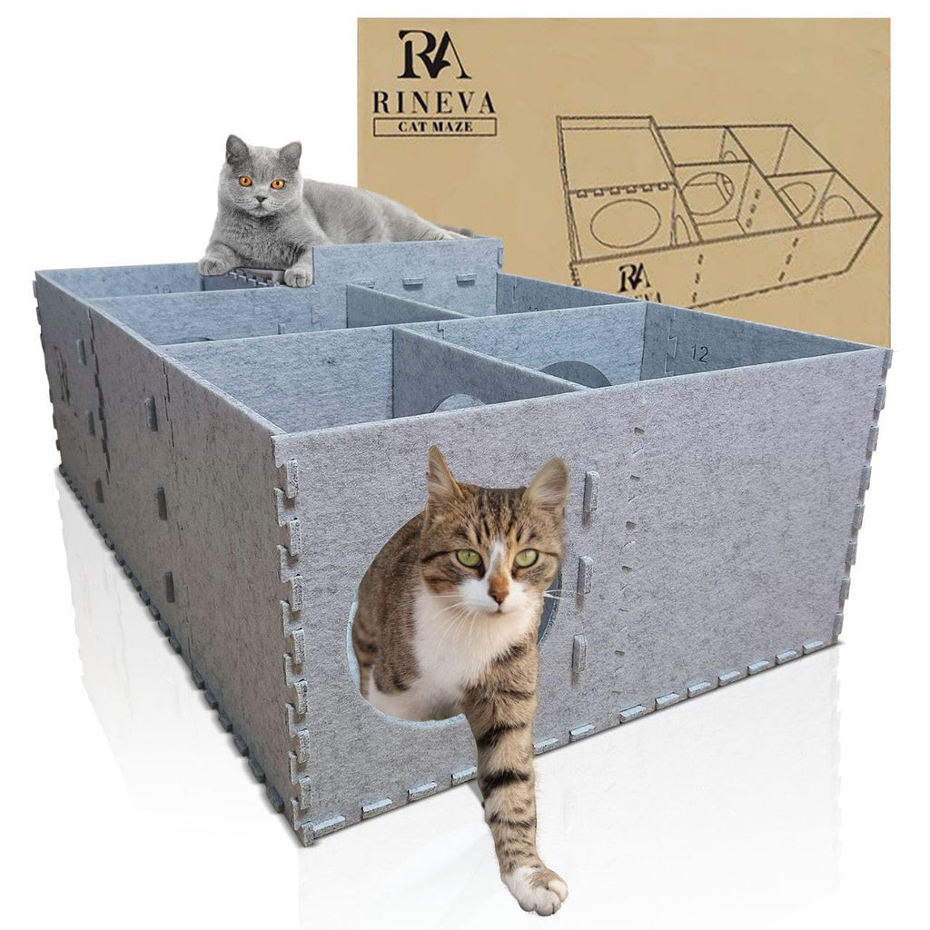 Felt Cat Tunnel Maze House with Cushioned Hideaway, Gray