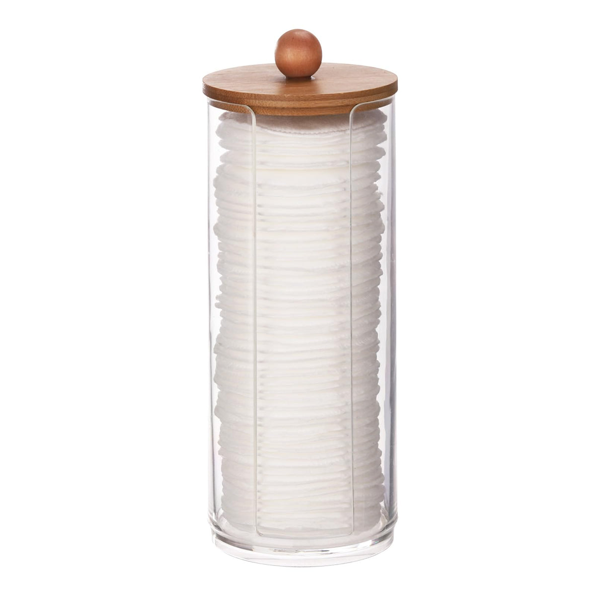 Clear Cotton Pad Holder with Wood Lid