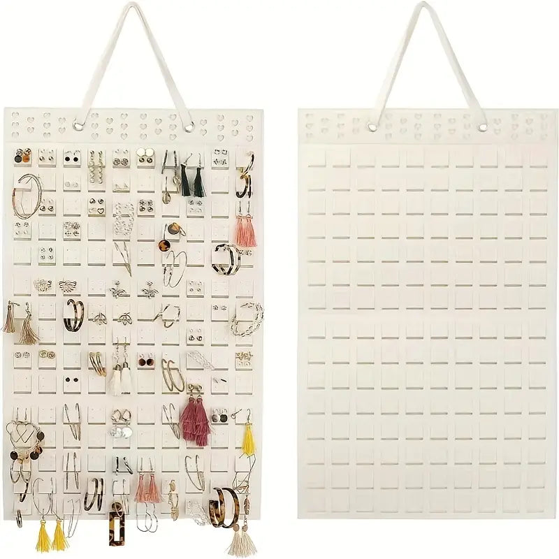 Hanging Felt Jewelry Organizer, Foldable Storage Bag with Compartments