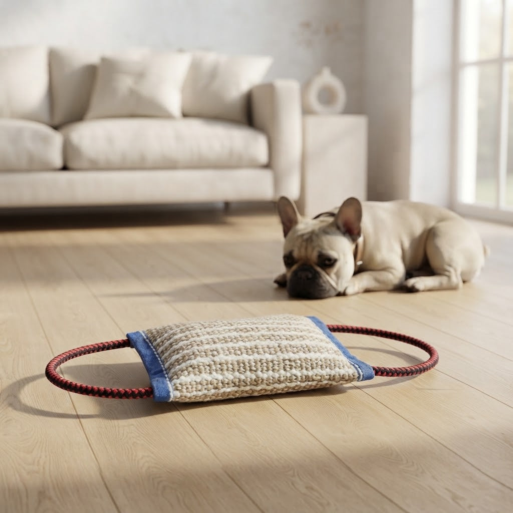 Thickened Hemp Dog Training Bite Pillow with 3 Handles, 25 x 15 cm