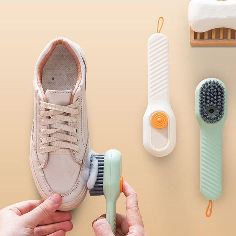 Shoe Cleaning Brush with Built-In Soap Dispenser and Soft Bristles