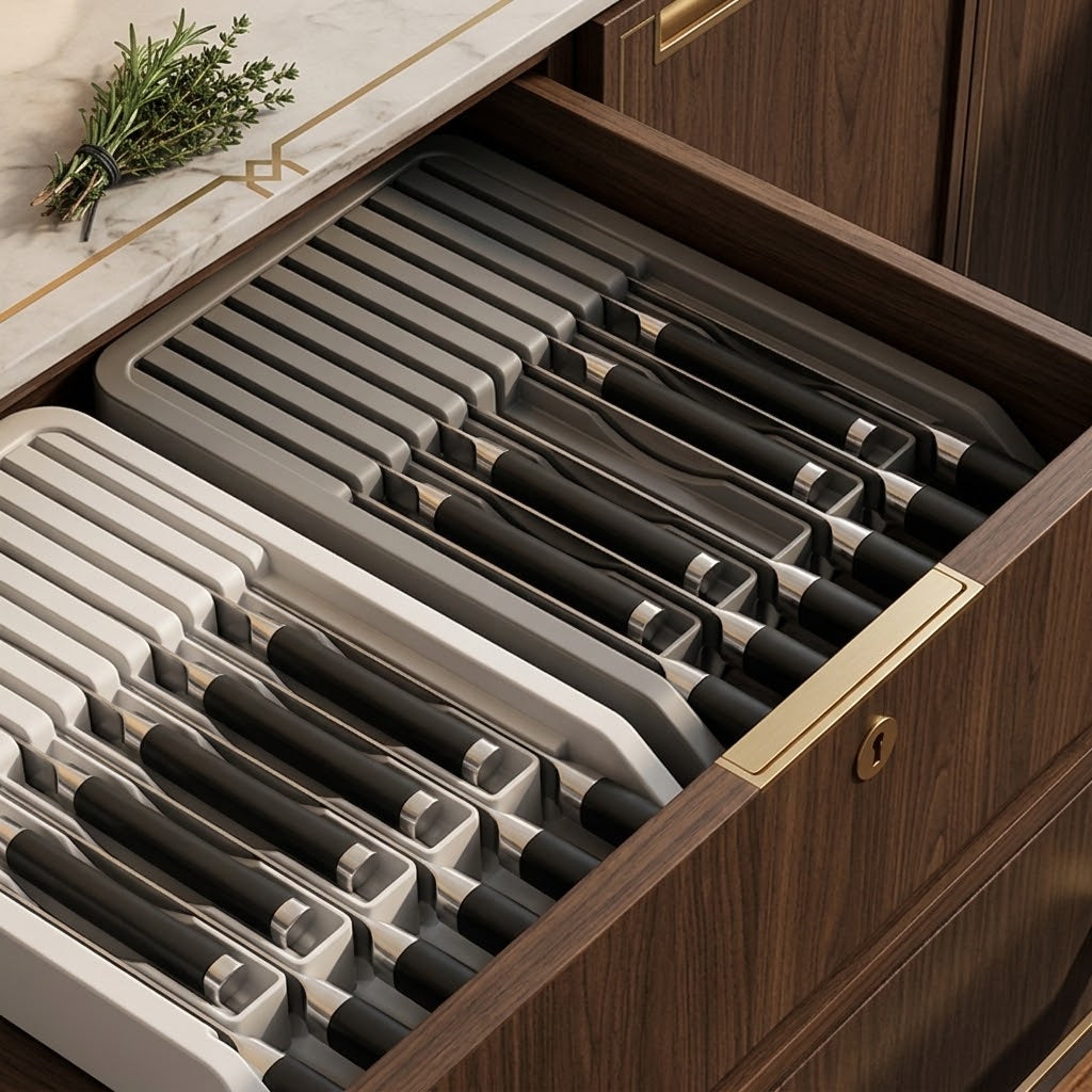 Expandable Knife and Utensil Drawer Organizer with Anti-Slip Dividers