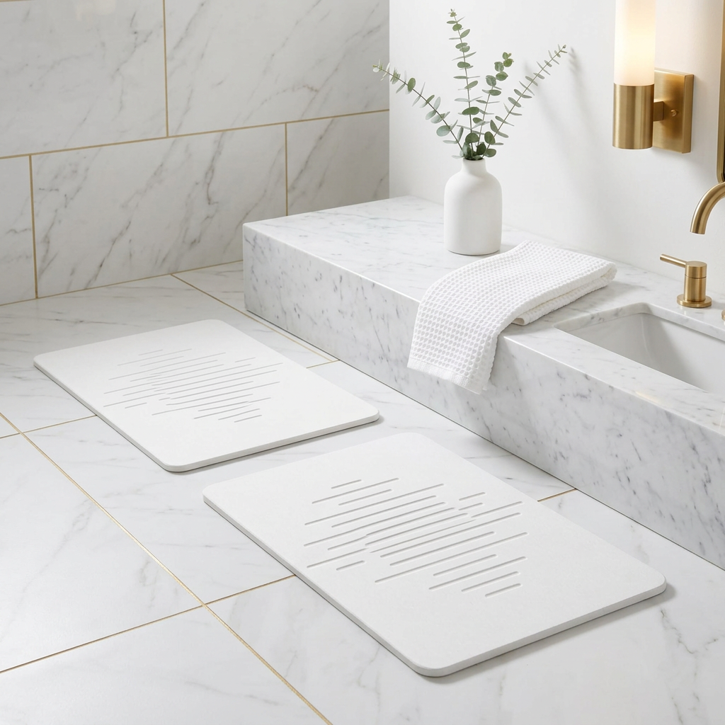 Diatomaceous Earth Stone Bath Mat, 31.5 x 19.7 in, 2 Pack