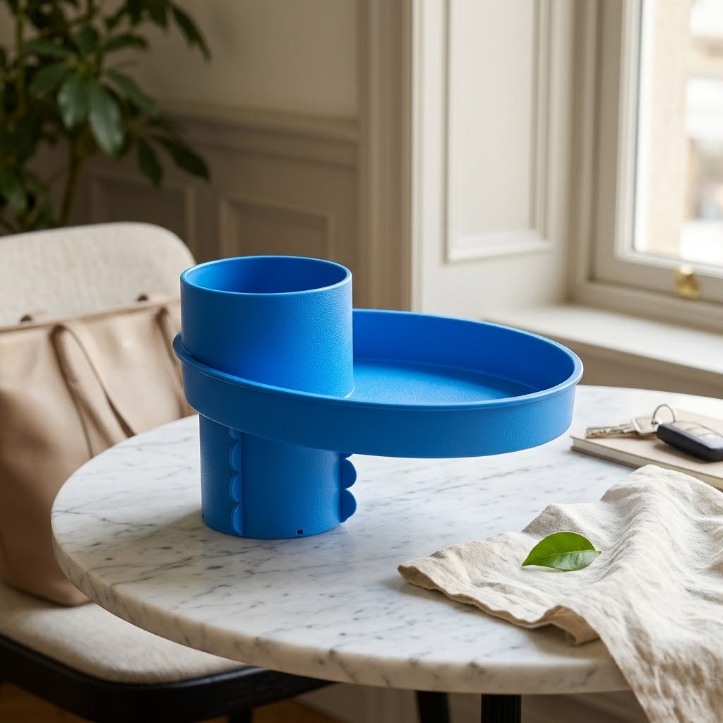Rotating Car Seat Snack Tray with Cup Holder, Blue