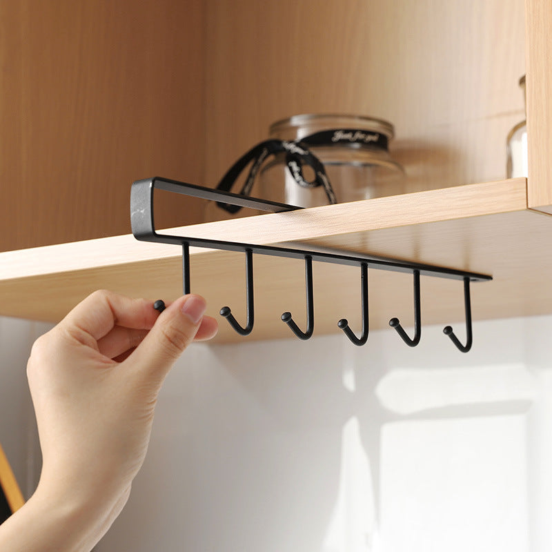 5-Hook Over-Door Organizer Rack in Wrought Iron, Holds Up to 5 kg