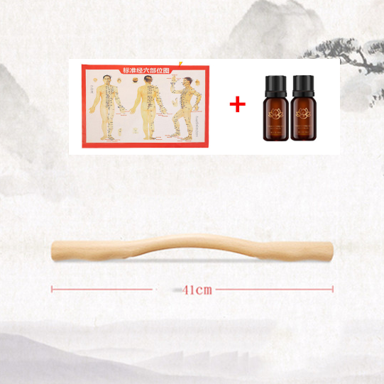 Solid Wood Massage Roller Stick with Wavy Handle, 36–52 cm