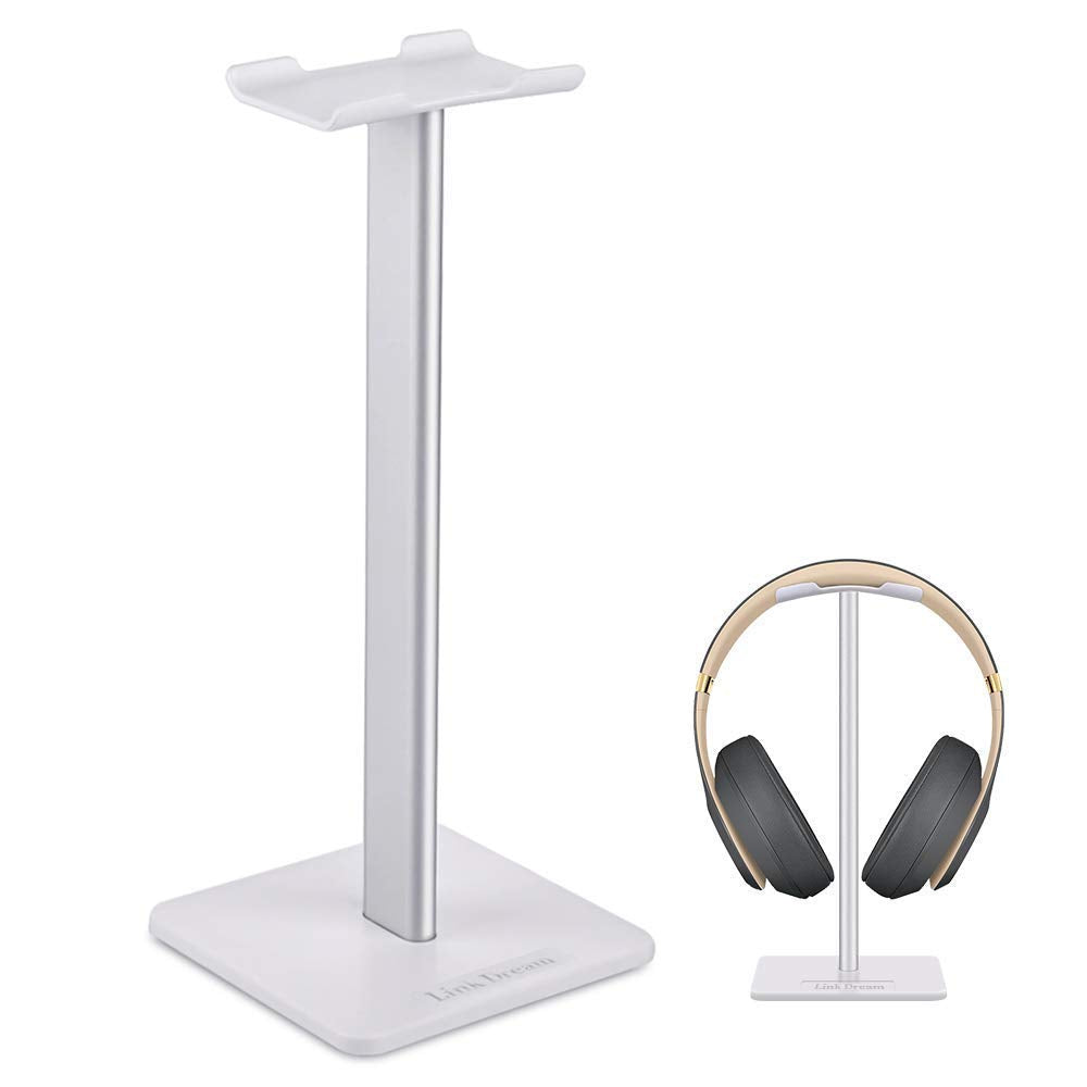Aluminum Headphone Stand with Flexible Headrest and Anti-Slip Base, White
