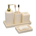Beige Polyresin Bathroom Accessories Set, 5 Pieces