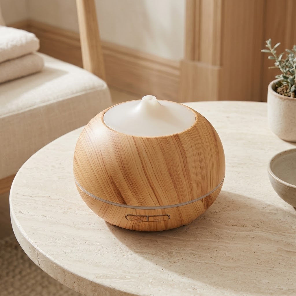 Ultrasonic Color-Changing Aroma Diffuser, Coffee or Wood Finish
