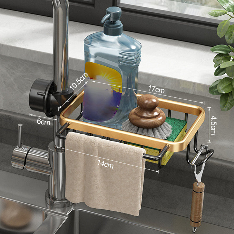 Aluminum Faucet Storage Rack for Sponges and Soap, Black