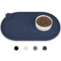 Non-Slip Silicone Pet Feeding Mat with Raised Lip, 18 x 12 in, Navy