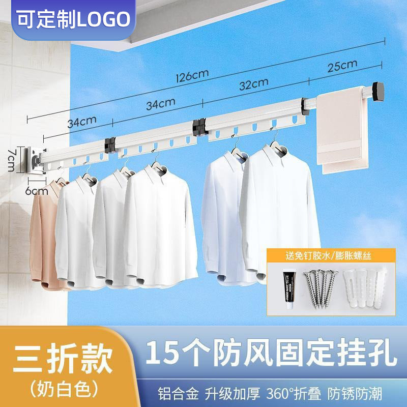 Wall-Mounted Foldable Drying Rack, Suction or No-Drill Mount