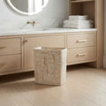 Travertine-Look Resin Wastebasket, 1.8 Gallon, Hand-Carved