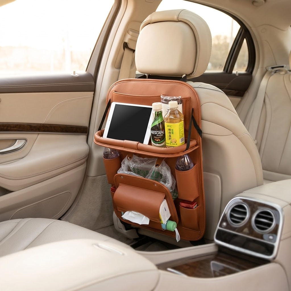 Leather Car Storage Tray for Phone, Wallet and Keys
