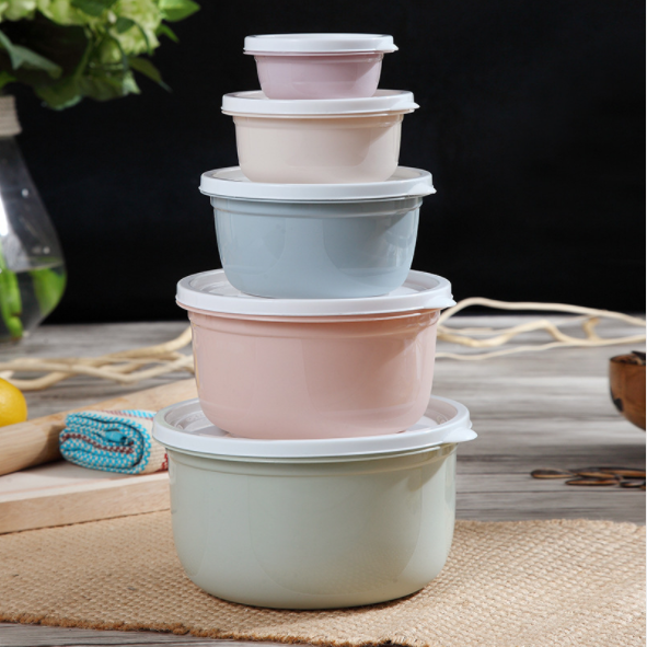 Round Food Storage Container Set with Sealing Lids, 5-Piece
