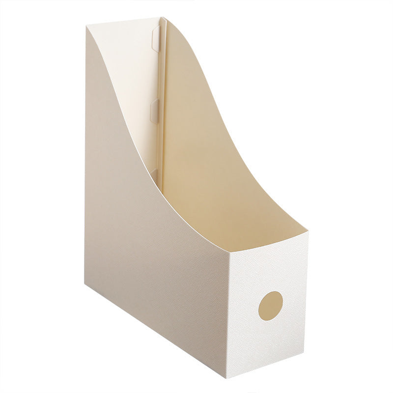 Desktop File Rack and Bookend Storage Box, PP, Black/White/Beige