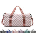 Checkered Gym and Dance Bag with Shoe Compartment, Pink