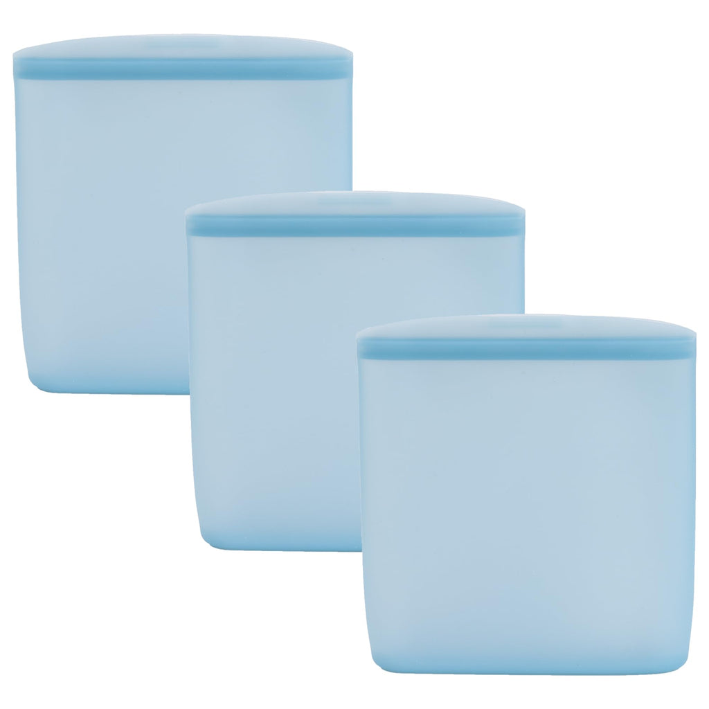 Reusable Silicone Food Storage Bags with Pinch Seal, Quart, Blue