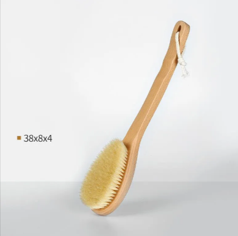 Wooden Bath Brush with Natural Bristles, Wet or Dry Use