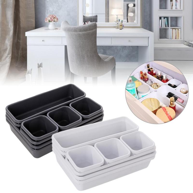 Multi-Compartment Plastic Drawer Organizer, Black or White