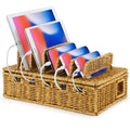 Rattan-Look Charging Station Box with 6 Removable Dividers, 12.5 in