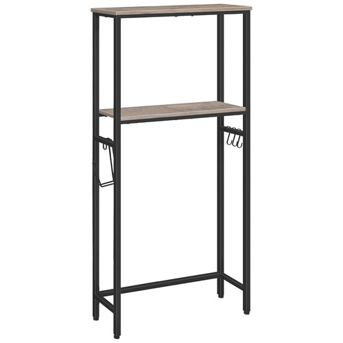 2-Tier Over-the-Toilet Storage Shelf with Paper Holder and Hooks
