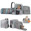 Expandable Cat Backpack with Litter Box Compartment and Tunnel, Grey