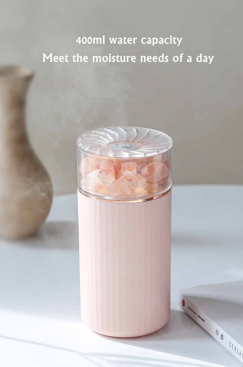 Himalayan Salt Stone Diffuser and Humidifier with LED Light, Pink