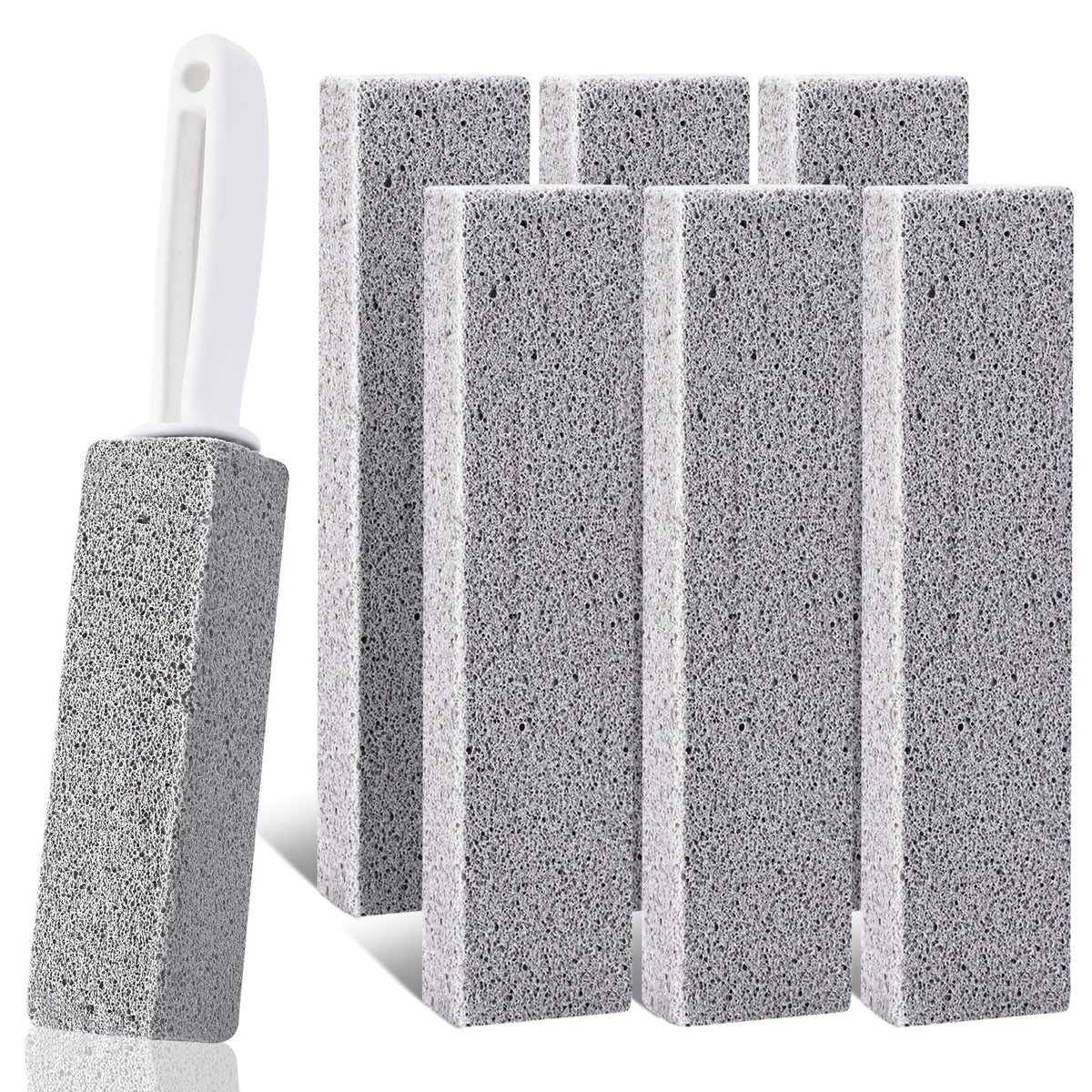 Pumice Toilet Cleaning Stones, 6 Stones Plus 1 with Handle
