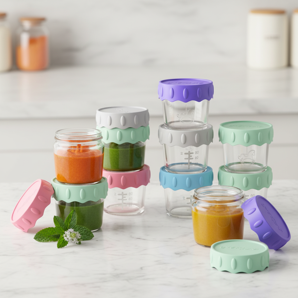 Glass Baby Food Jars with Lids, 4 oz, 24 Pack