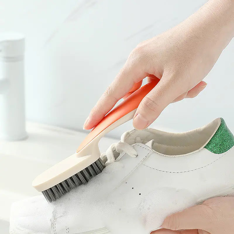Soft-Bristle Long-Handle Shoe Washing Brush, Two-Tone