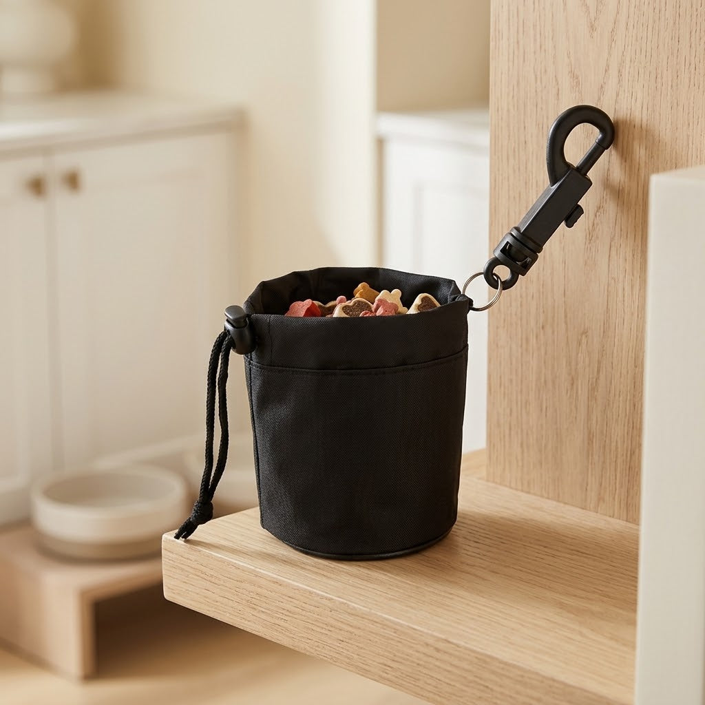 Mini Pet Training Treat Bag for Leash or Pocket, Black