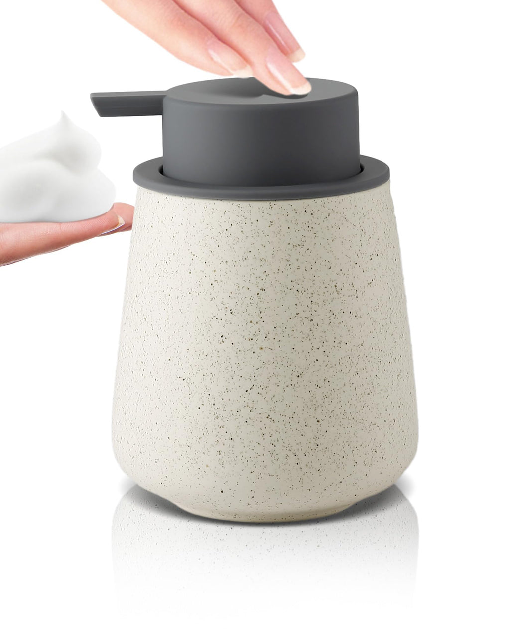 Ceramic Foaming Soap Dispenser, 12 oz, Speckled Matte Beige