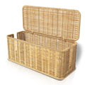 Handwoven Rattan-Look Cable Management Box with 180° Lid