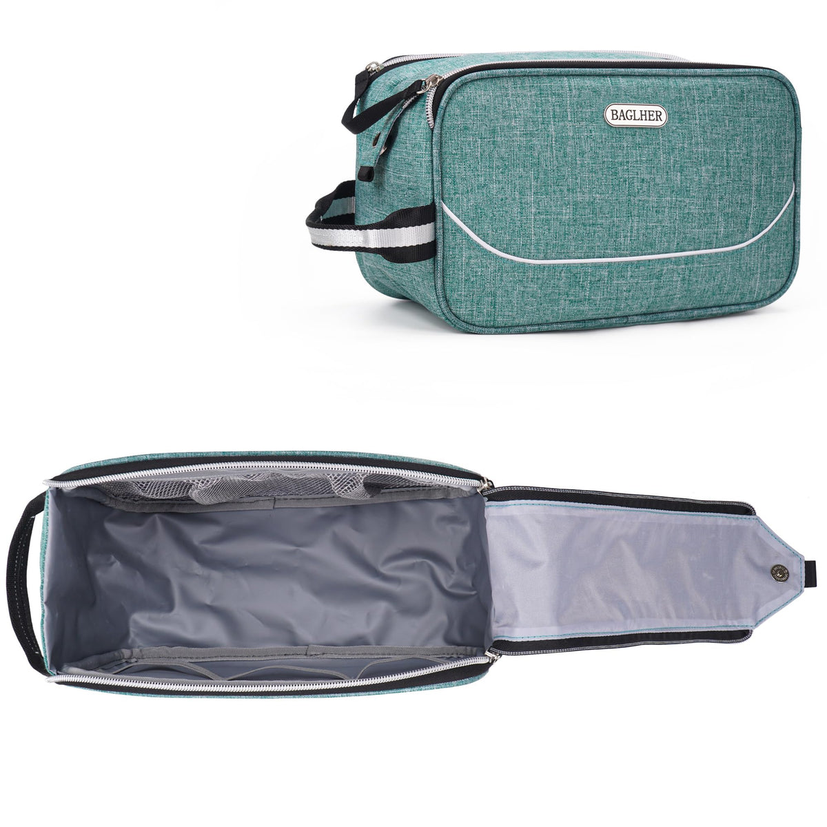 Large Water-Resistant Toiletry Bag with Wet Pocket, Grey