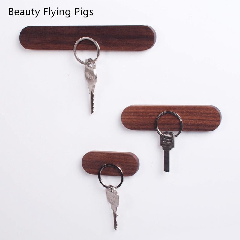 Wooden Magnetic Key Holder for Wall in Walnut or Beech